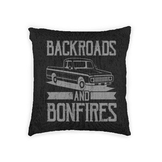 BACKROADS AND BONFIRES Square Body Truck Pickup Woven Pillows