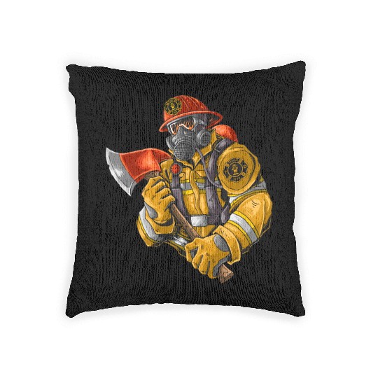 firefighter fire brigade fire station blueish use Woven Pillows