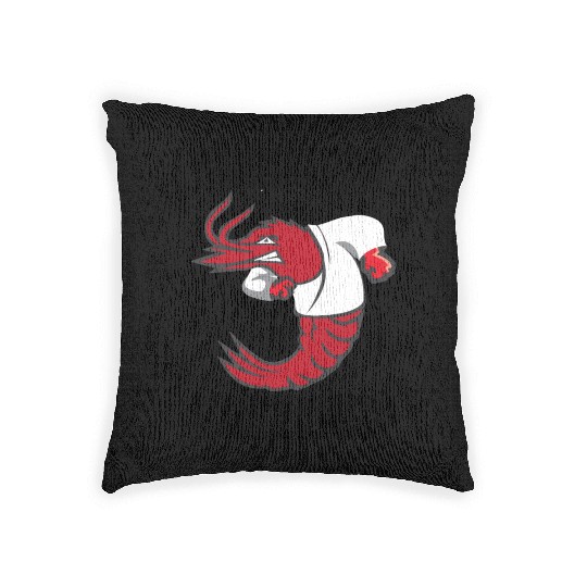 Shrimpin' Ain't Easy Shrimp Jiu Jitsu Fighter Woven Pillows