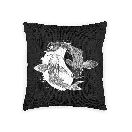 Koi Fish Yin Yang Symbol Harmony Taoism China Gift Woven Pillows