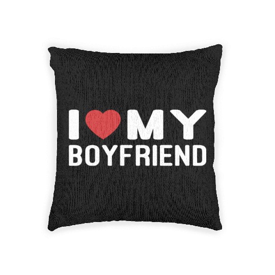 I Love My Boyfriend Woven Pillows