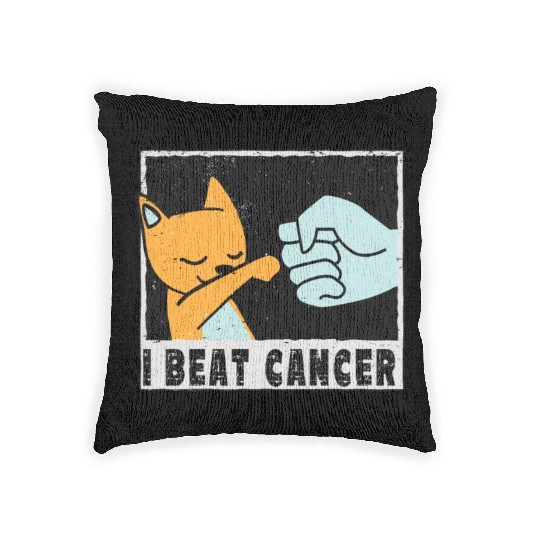 cut little Cat Cancer Survivor I Beat Cancer Woven Pillows