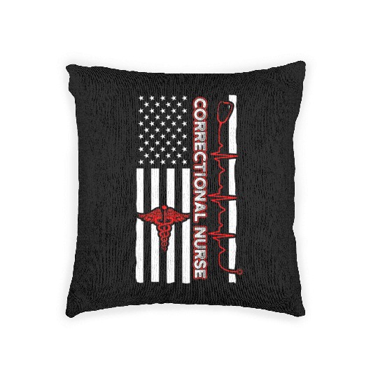 Correctional Nurse USA Flag Nursing RN Woven Pillows