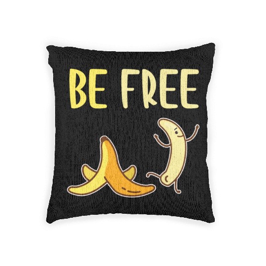 Be Free Funny Naked Cute Banana Fruit Woven Pillows