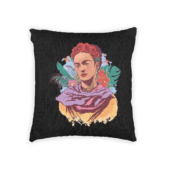 FRIDA KAHLO COLOR PORTRAIT Woven Pillows