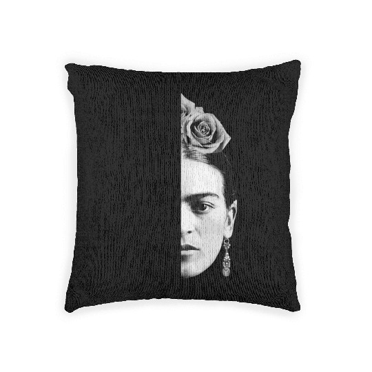 Frida Kahlo Split Portrait Gift Woven Pillows
