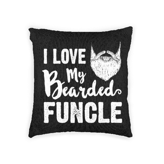 I Love My Bearded Funcle Cool Uncle Family Gift Woven Pillows