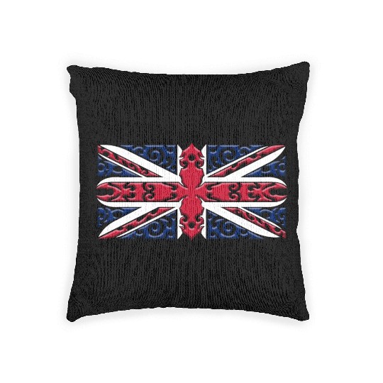 Union Jack British Flag Ornamental Style Woven Pillows