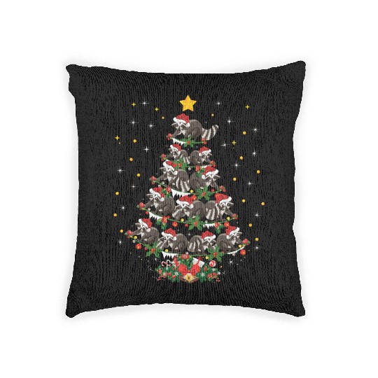 Raccoon Animal Lover Xmas Gift Raccoon Christmas T Woven Pillows