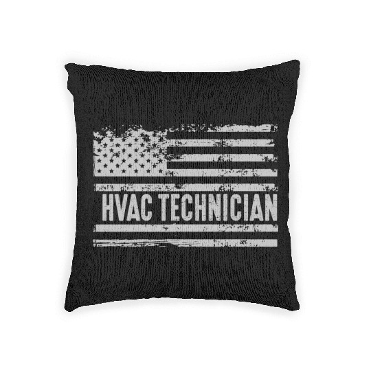 American Hvac Technician United States Flag birthd Woven Pillows