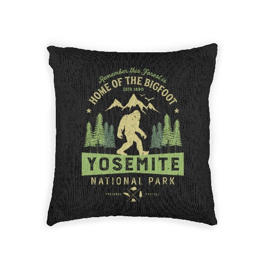 Yosemite National Park California Bigfoot Vintage Woven Pillows