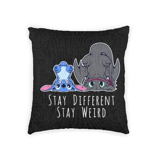 Stay Different Stay Weird Toothless And Stitch Woven Pillows