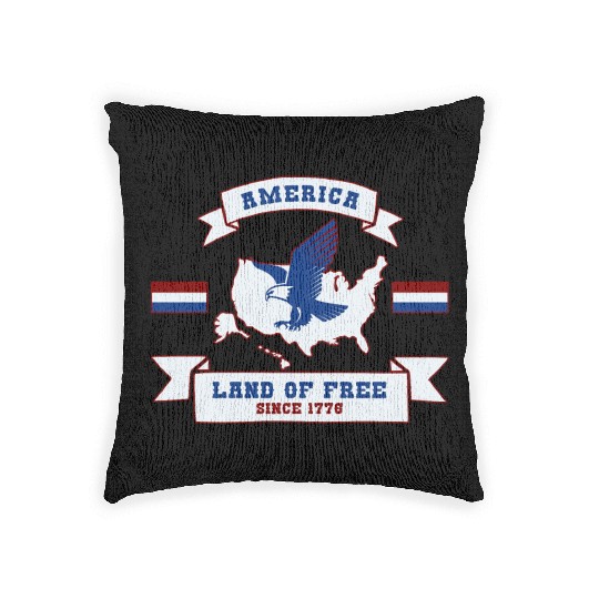 America - Land Of Free Since 1776 Woven Pillows