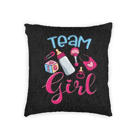 Cute Team Girl, Gender Reveal, It's A Baby Girl Woven Pillows