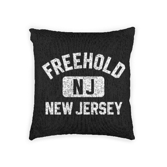 Freehold Nj New Jersey Gym Style Distressed WhiteG Woven Pillows
