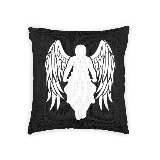 motorcyclist angel wings sportsbike racingbike Woven Pillows