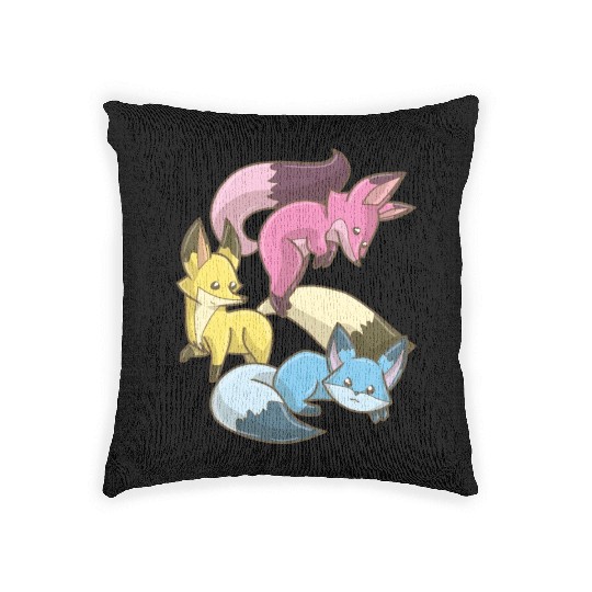Pansexual Fox,Kawaii Pastel Goth Anime Art Pan Woven Pillows
