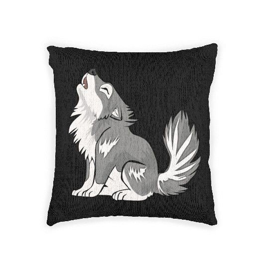 Cute Baby Howling Wolf Cub Gifts Animals Lover Woven Pillows