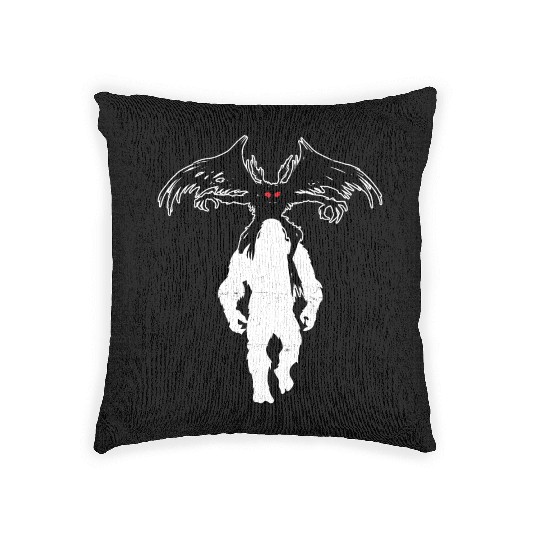 Bigfoot Riding Mothman - Funny Sasquatch Myth Woven Pillows