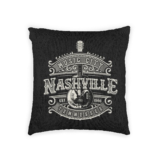 Music City Nashville Guitar Woven Pillows
