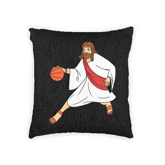 Jesus Playing Basketball Woven Pillows