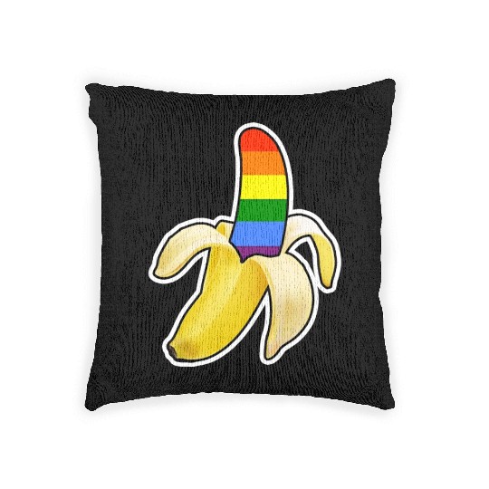 banana rainbow Woven Pillows