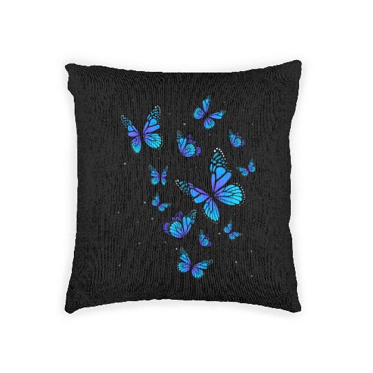 Blue Butterfly Art Garden Beautiful Butterflies Woven Pillows