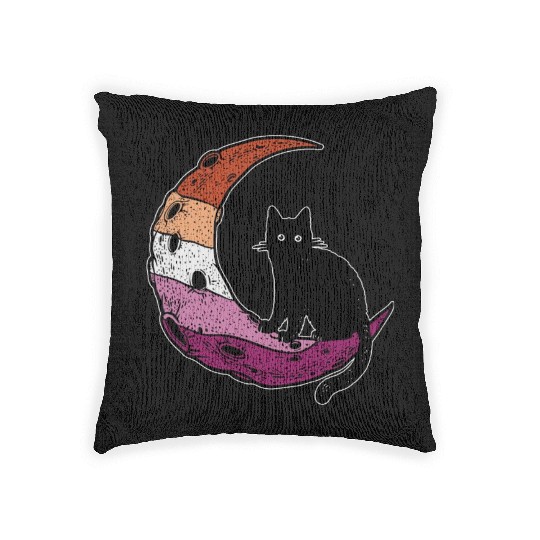 Lesbian Cat Moon Woven Pillows