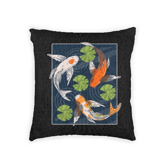 Koi Fish Lover Asian Japanese Carp Water Pond Anim Woven Pillows