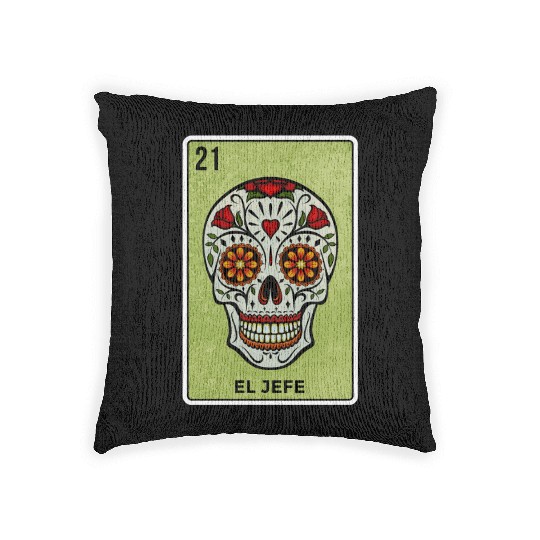El Jefe Mexican Lottery Card Cinco De Mayo Woven Pillows