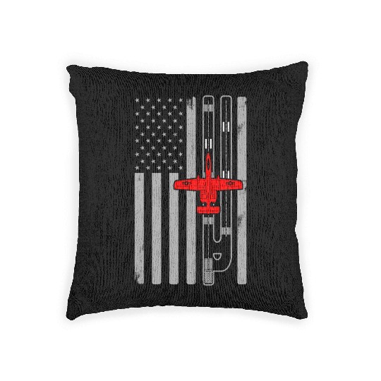 A-10 Warthog American Flag Runway A10 Thunderbird Woven Pillows