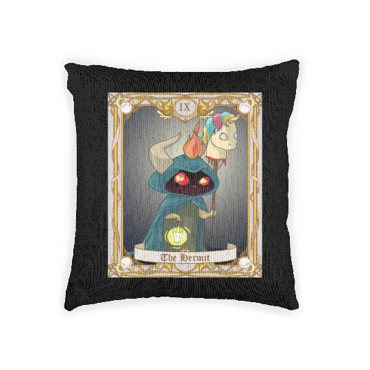 The Hermit Tarot Card, Major Arcana Anime Baphomet Woven Pillows