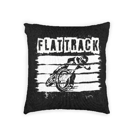 FLAT TRACK MOTORCYCLE racing dirt track speedway Woven Pillows