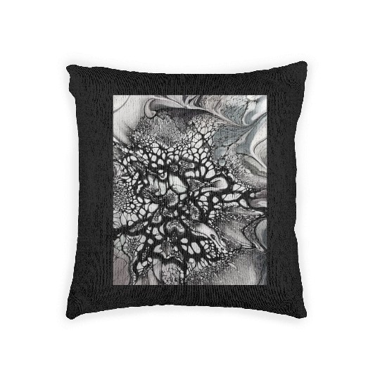 Black and white abstract art. Trendy artist. Woven Pillows
