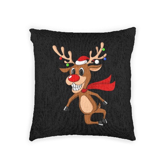 Reindeer Christmas Xmas Present Woven Pillows