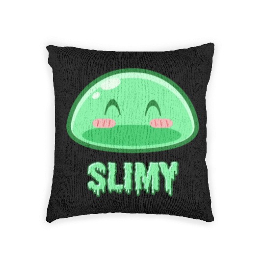 Cute Green Dungeon Slime Monster Weird Anime Woven Pillows