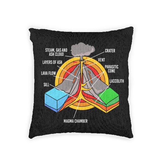 Geology Science Teacher Rocks Volcano Anatomy Kids Woven Pillows