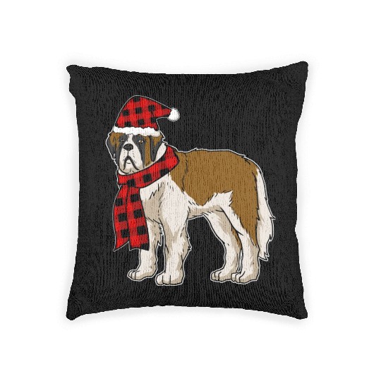 Bernard Buffalo Plaid St Bernard Dog Lover Christm Woven Pillows