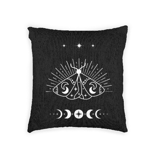 Celestial moth wicca Woven Pillows