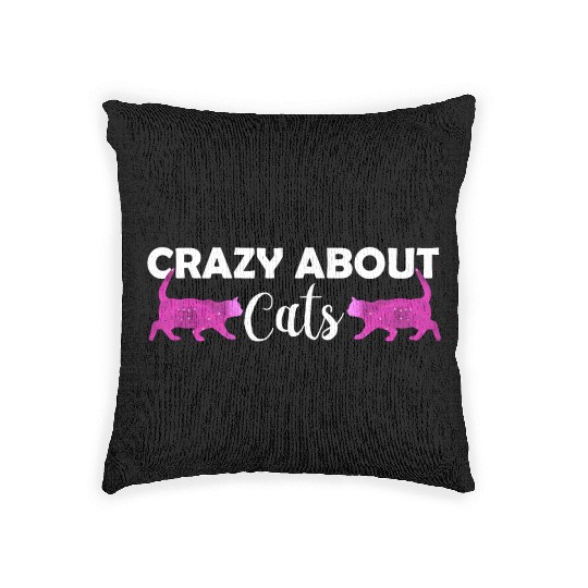 Crazy about cats - Cat lover - Cat owner gift Woven Pillows