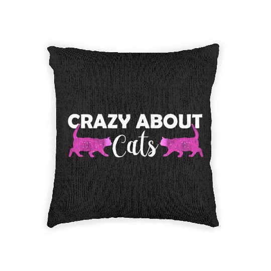 Crazy about cats - Cat lover - Cat owner gift Woven Pillows