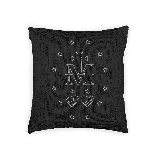 Virgin Mary Medal Woven Pillows