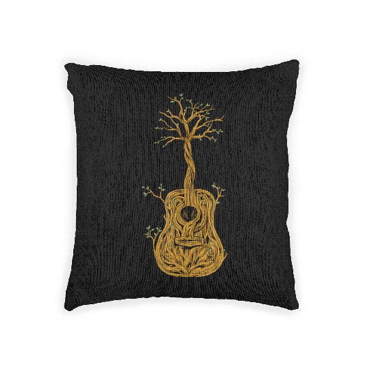 Guitar Tree of Life Nature Guitarist Gift Woven Pillows