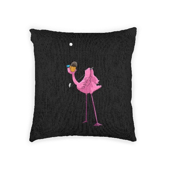 Flamingo Golf Golfing Woven Pillows