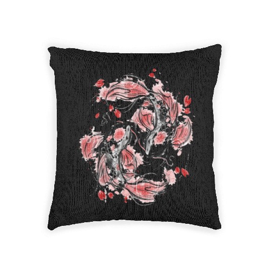 Japanese Koi Fish I Koi Carp Pond Japan Tattoo Woven Pillows