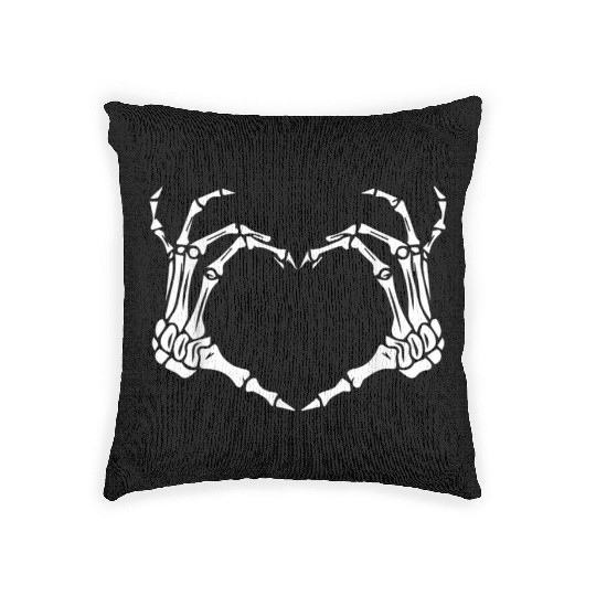 Skeleton Hand Heart Sign Bones Costume Funny Woven Pillows