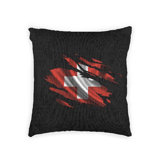 Switzerland Ripped Flag Woven Pillows