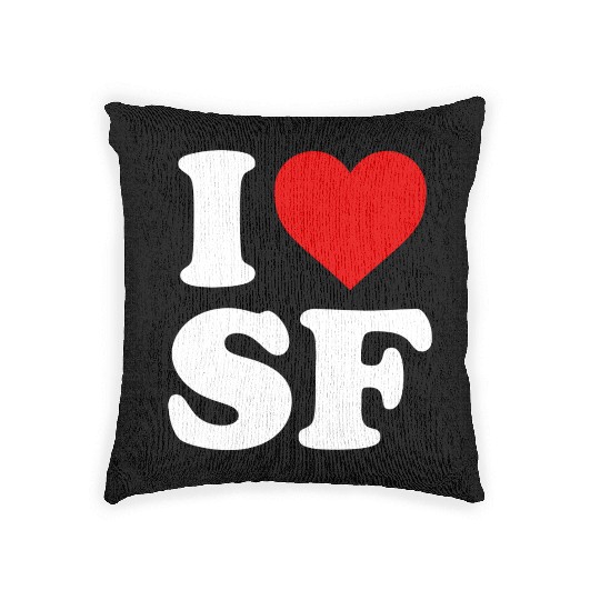 I Love Sf San Francisco Heart Woven Pillows