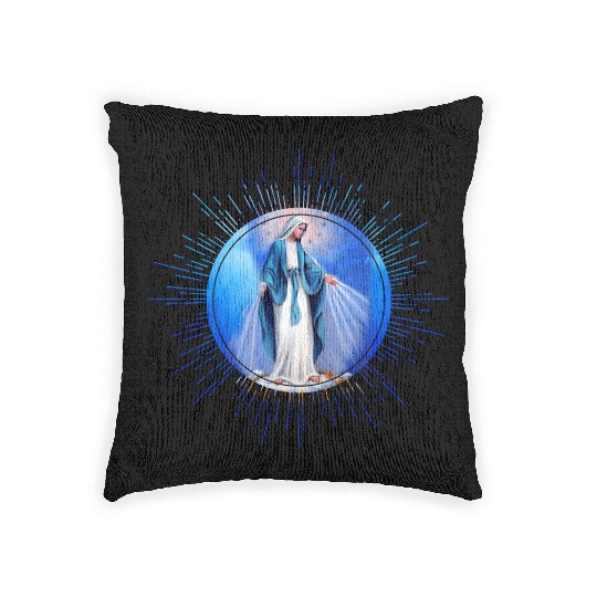 Virgin mary madonna maria ave maria catholic bibel Woven Pillows