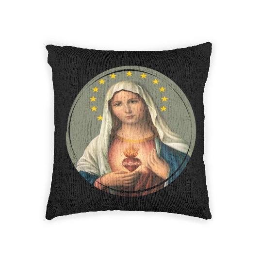 Virgin mary madonna maria ave maria catholic bibel Woven Pillows